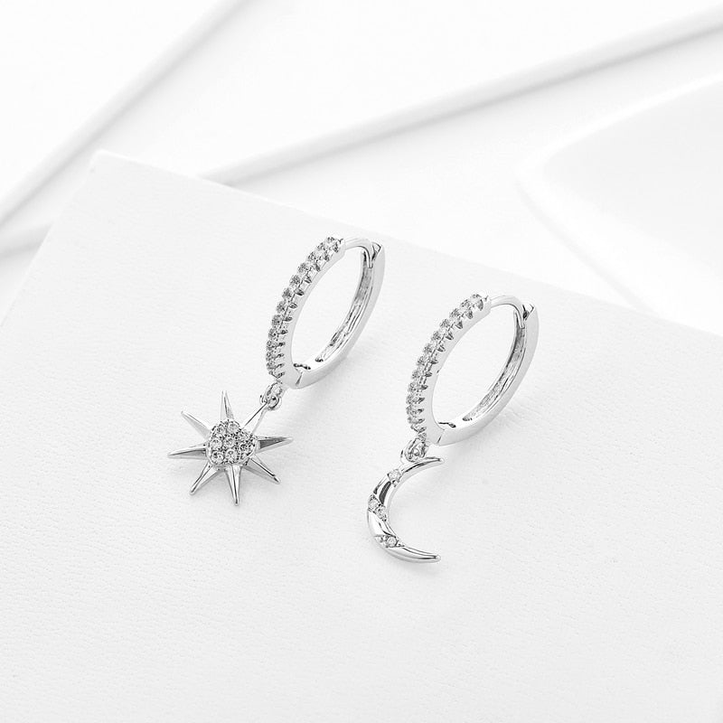 Earrings - moon and star