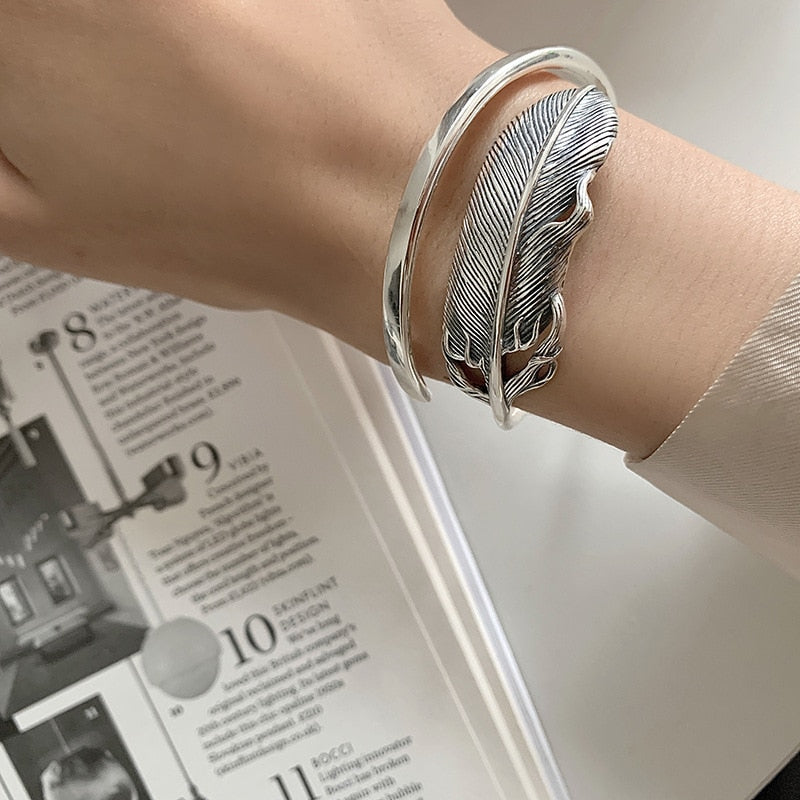 Silver bracelet - feather