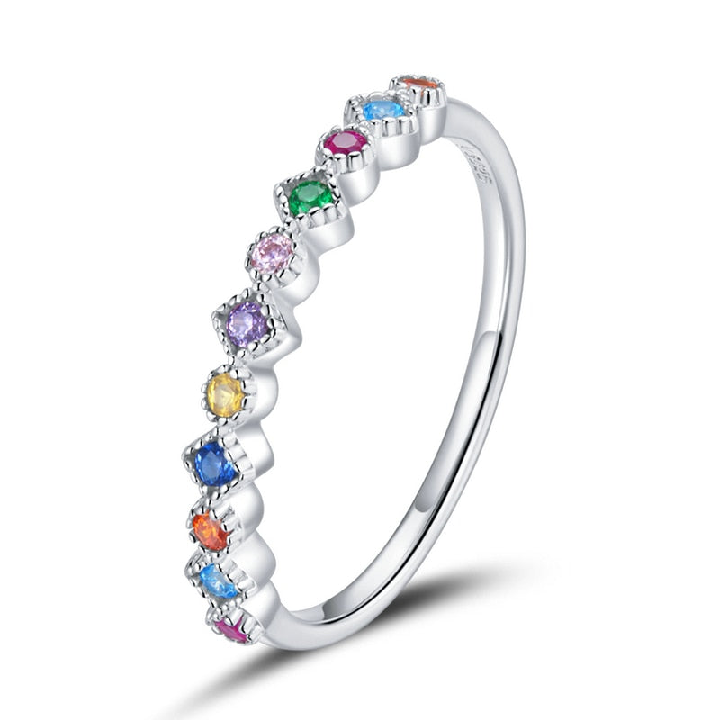 Ring with colorful zircons