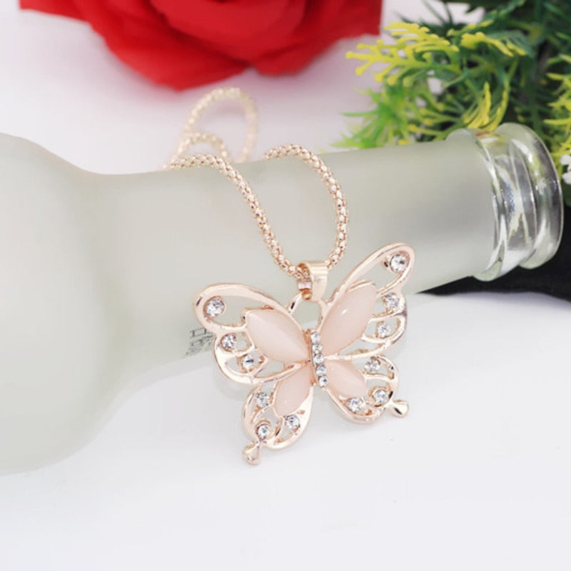 Necklace with zircons - butterfly