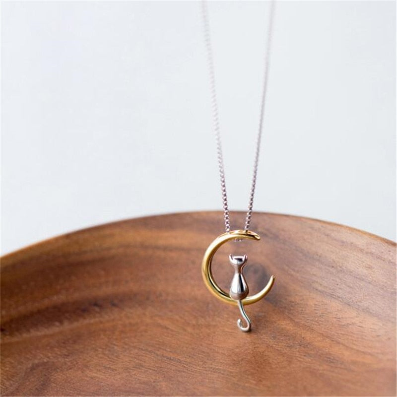 Necklace - cat on the moon