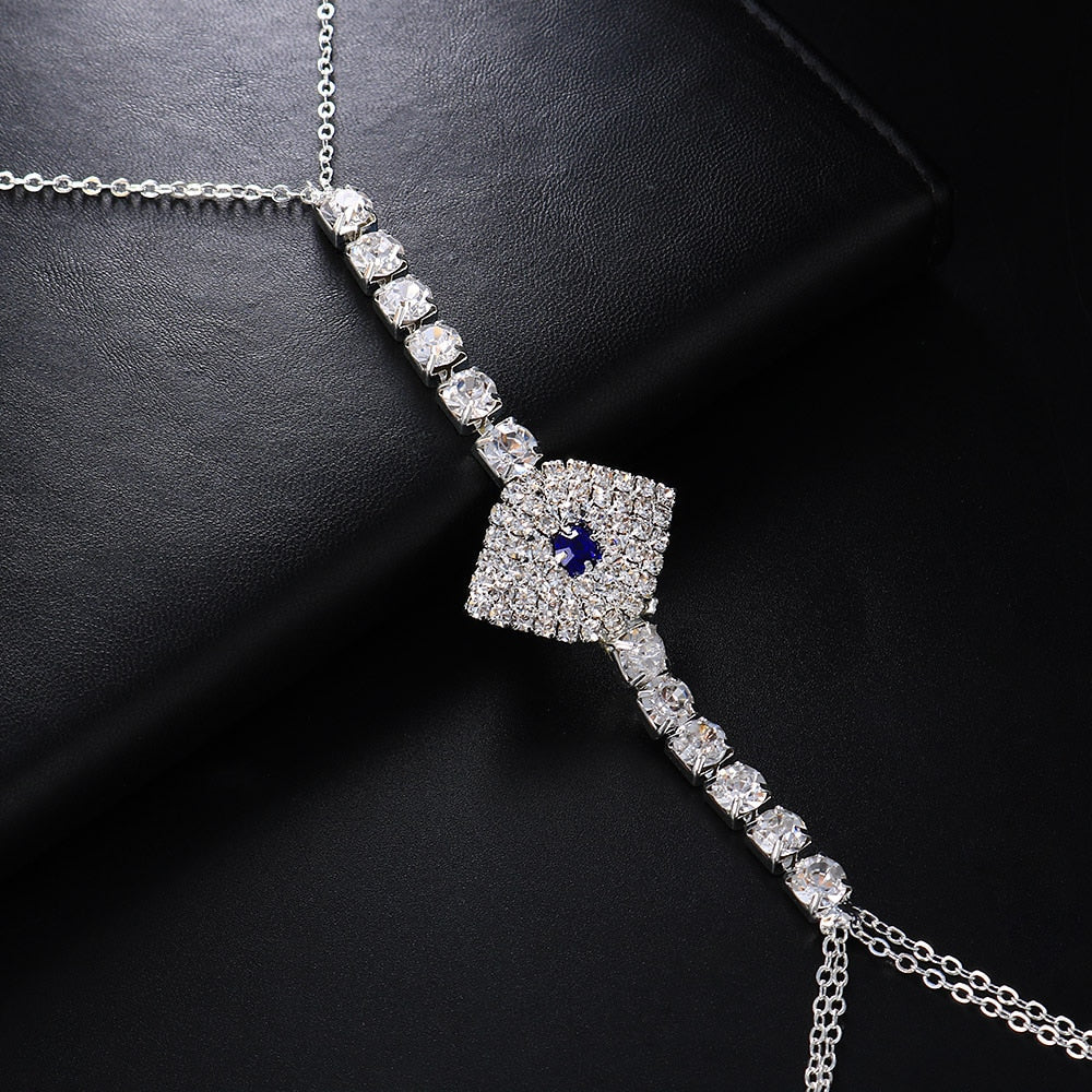 Chest chain with cubic zirconia eye motif