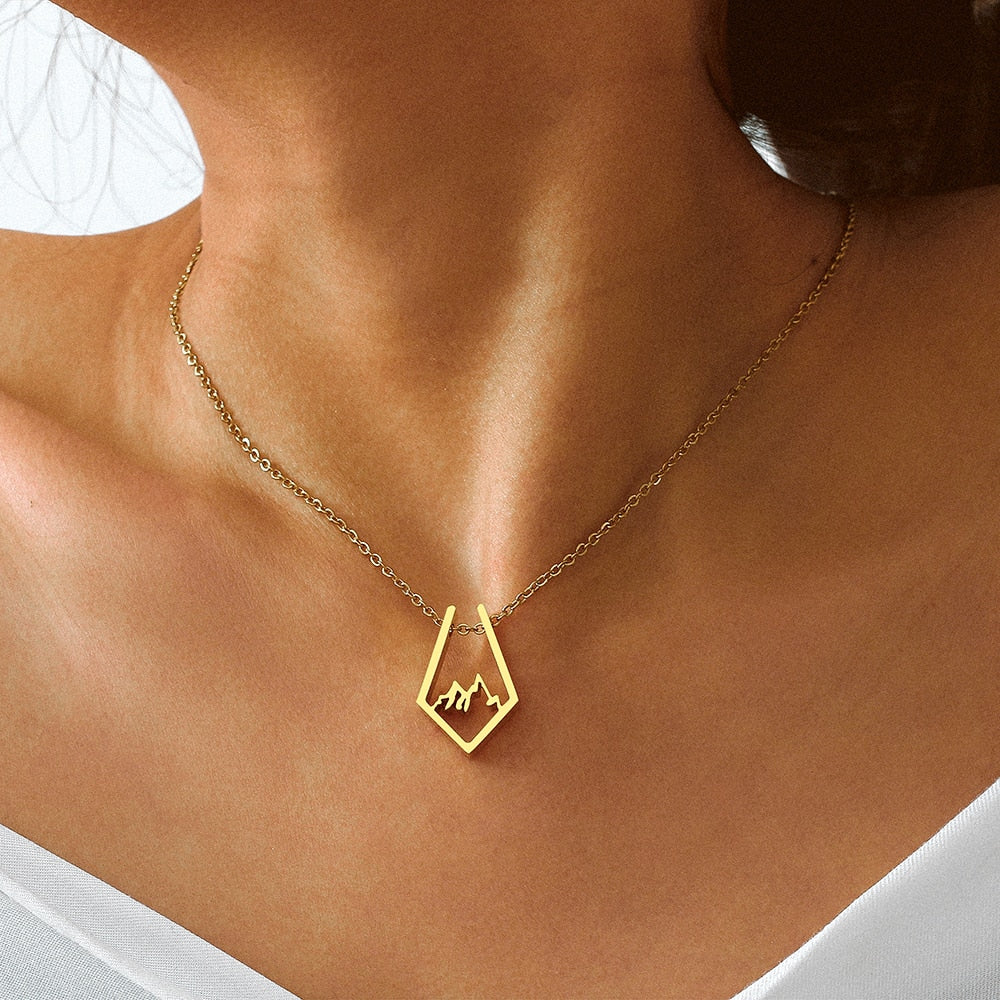 Necklace with a pendant - mountains