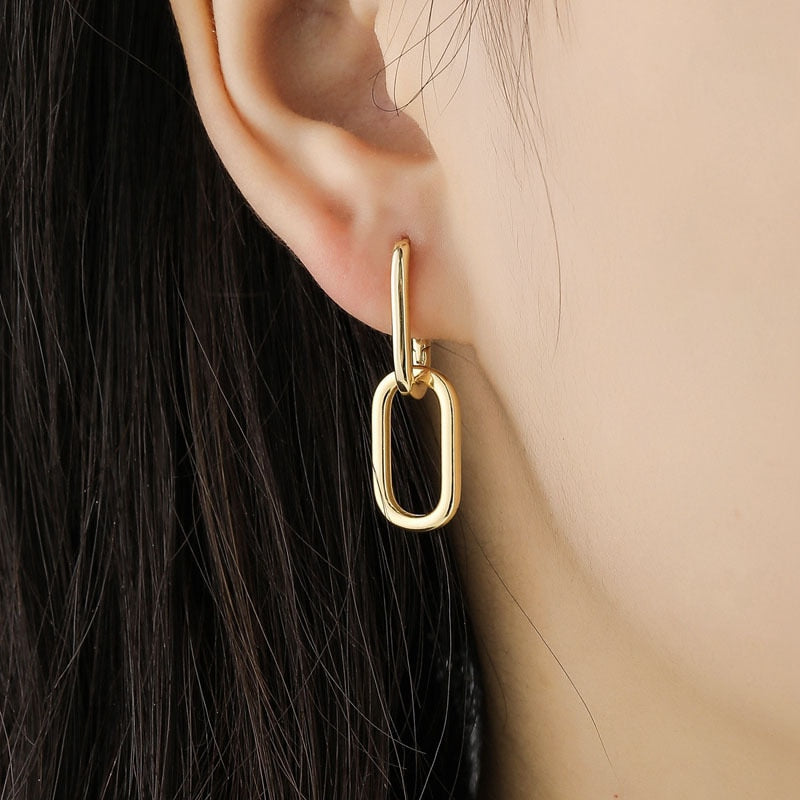 Silver geometric earrings