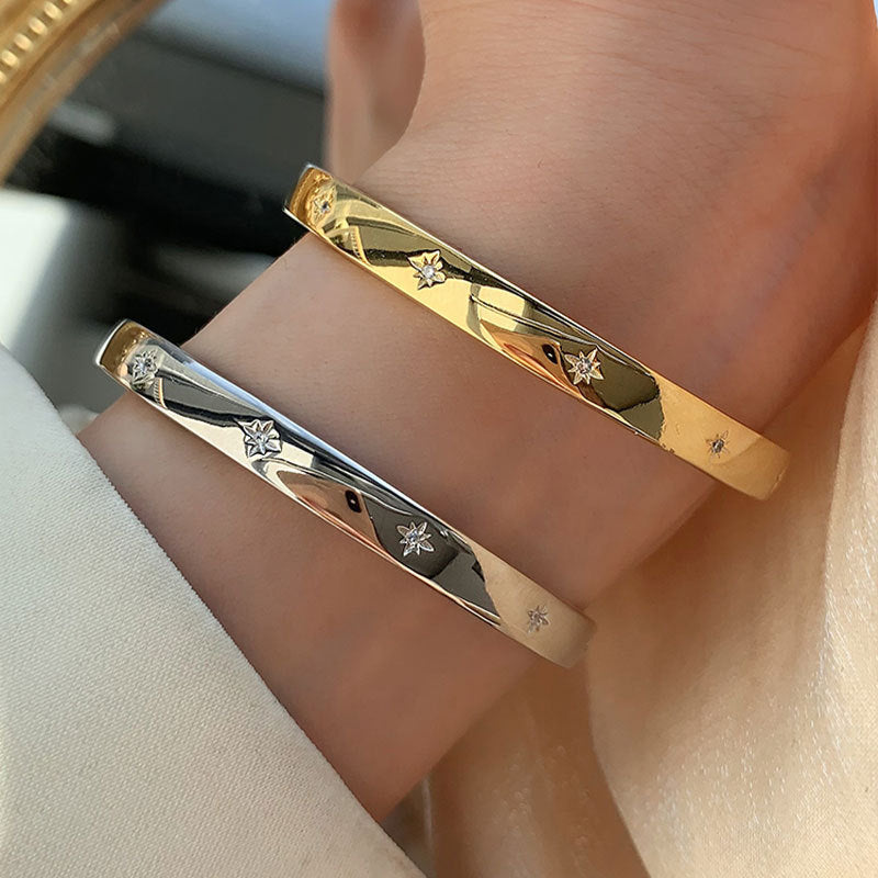 Silver open bracelet