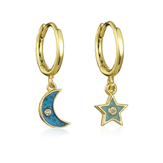 Earrings - moon and star