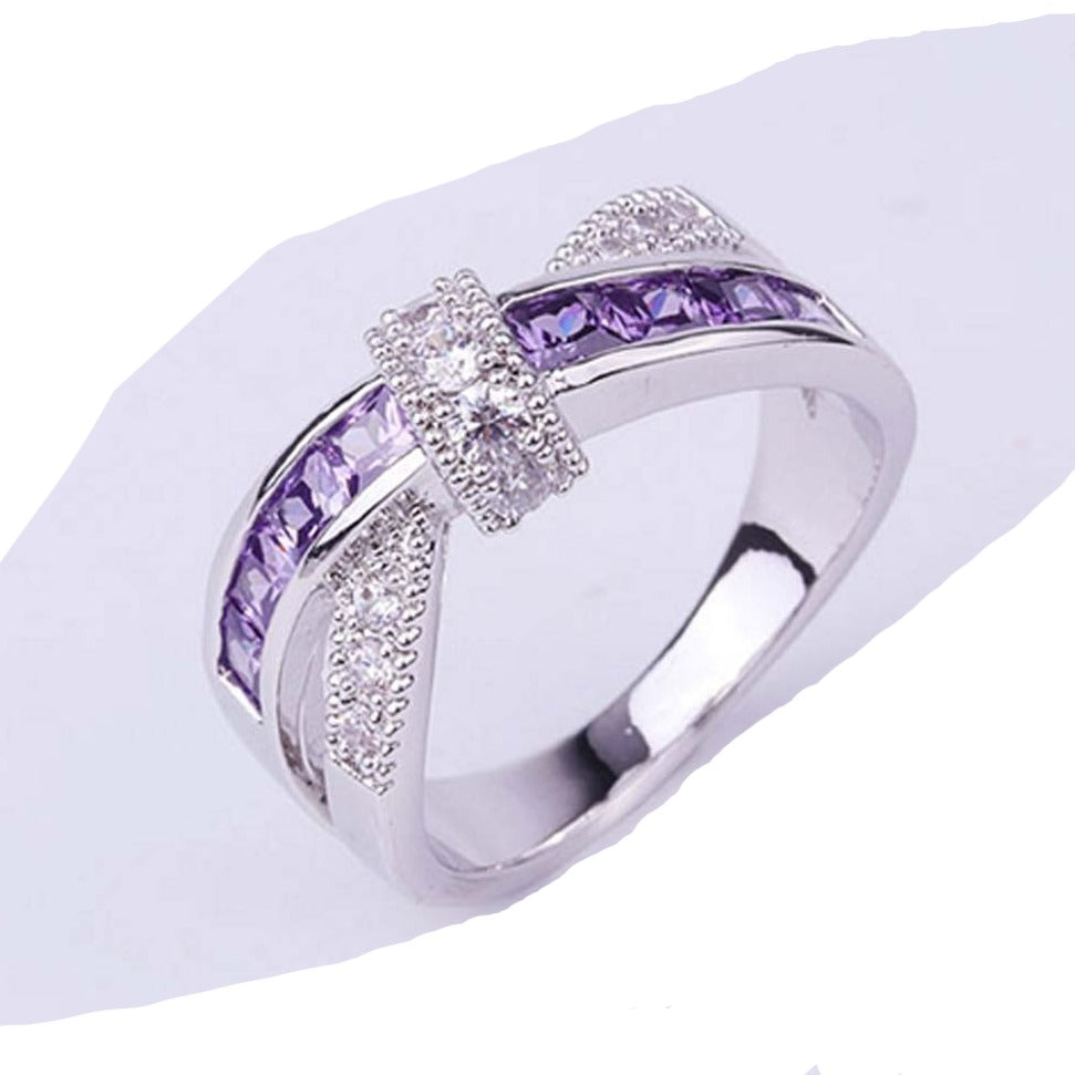 Silver ring with cubic zirconia