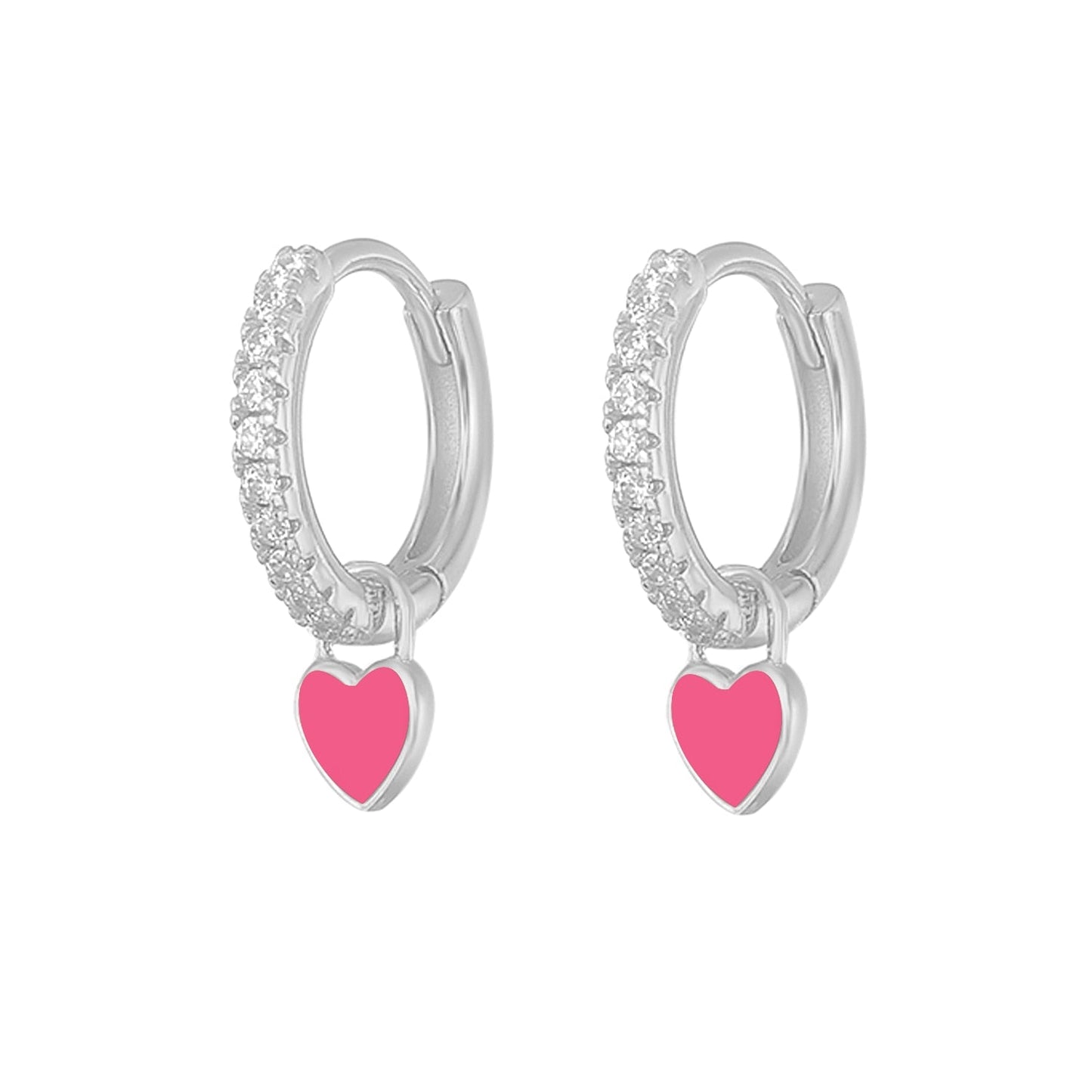 Silver earrings with hearts