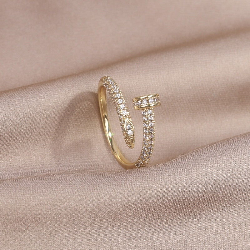 Open ring with zircons