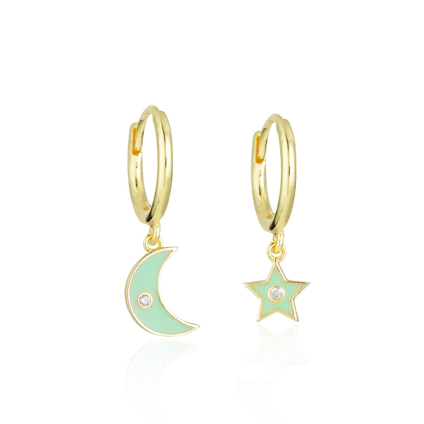 Earrings - moon and star