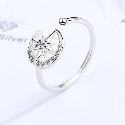 Open ring with a star and a moon