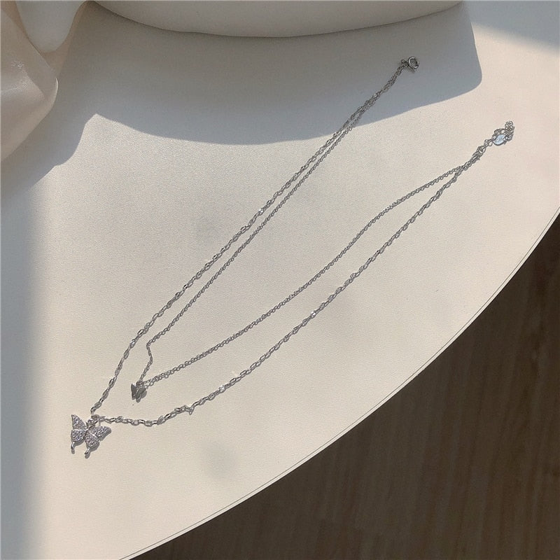 Double necklace - butterfly
