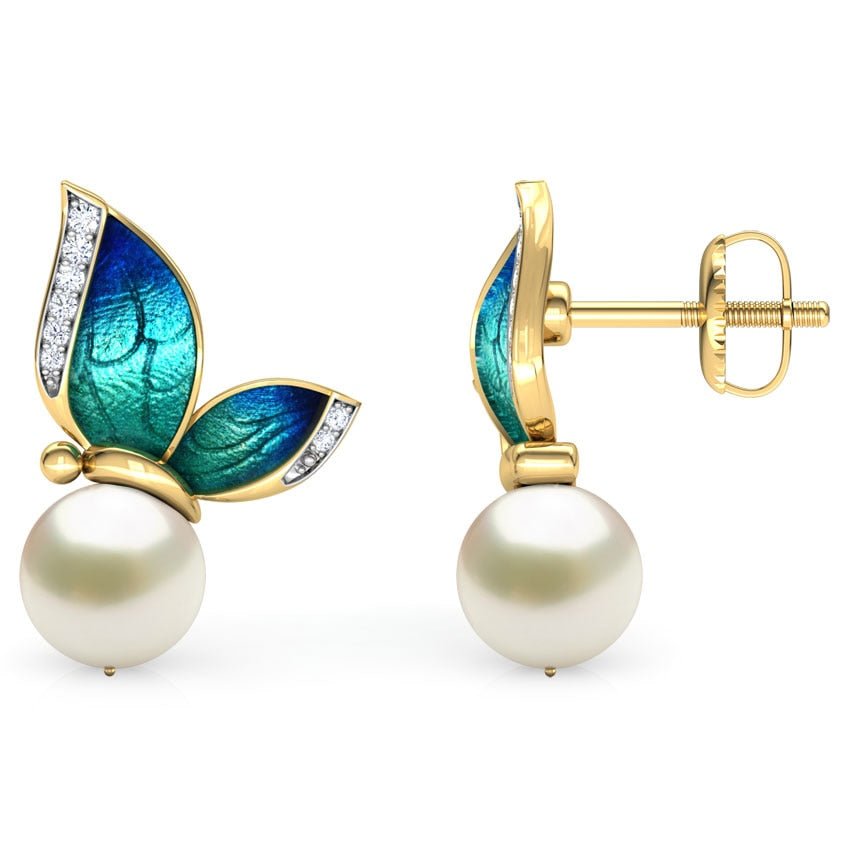 Earrings - pearls with butterflies