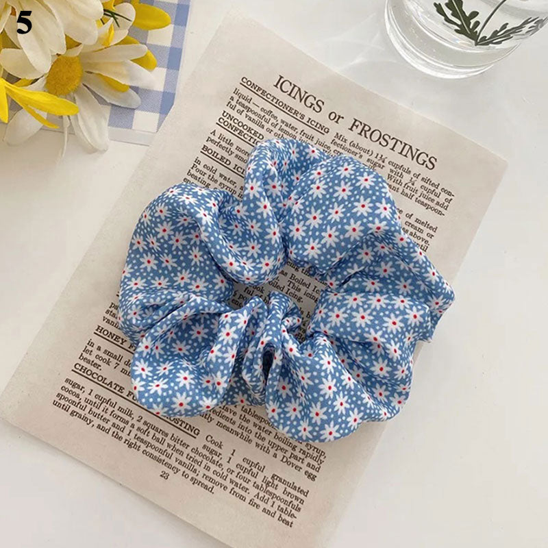 Blue scrunchie hair tie