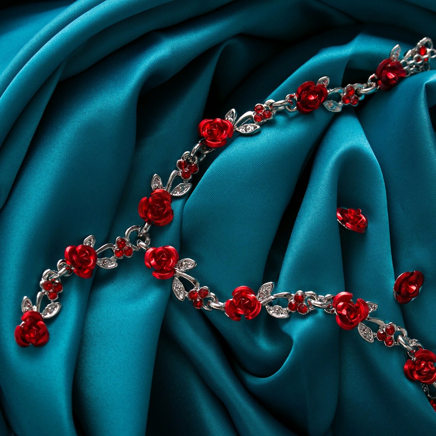 Set with a rose motif