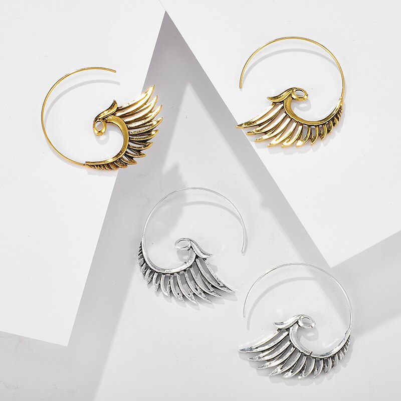 Wing motif earrings