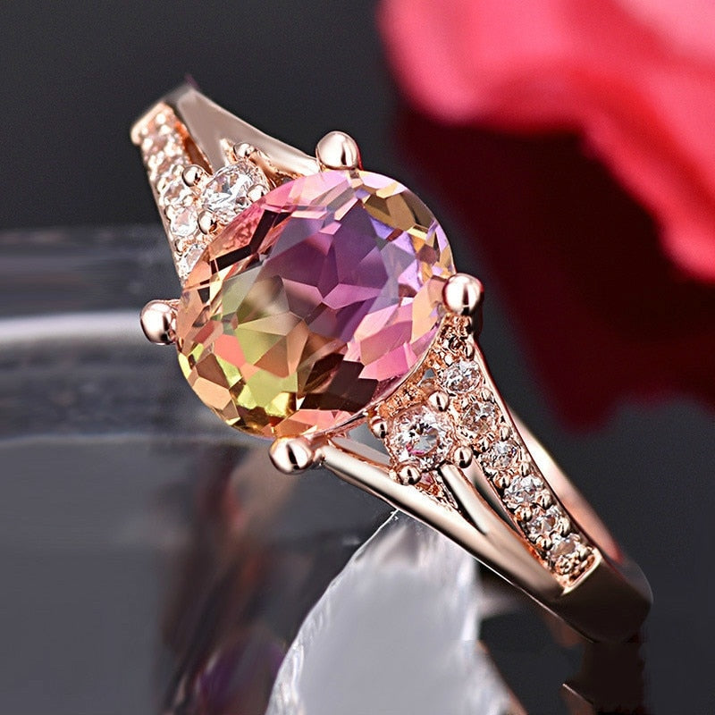 Ring with zircons and a stone