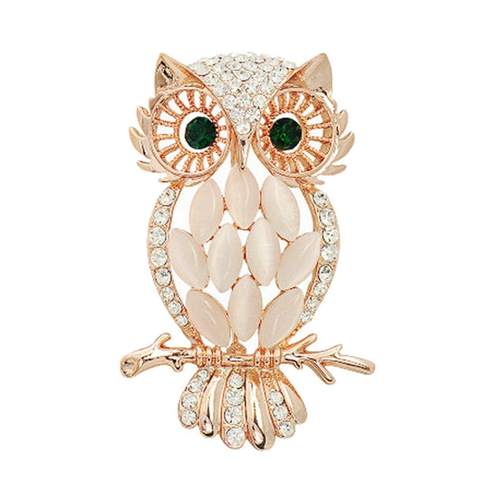 Brooch - owl with zirconia