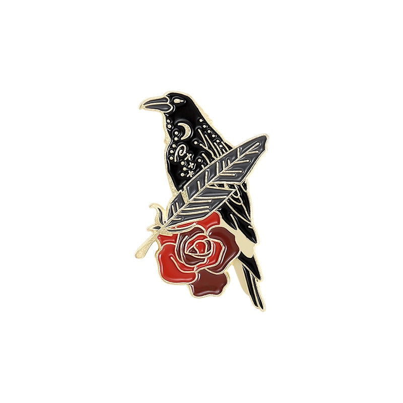 Pin - crow with a rose