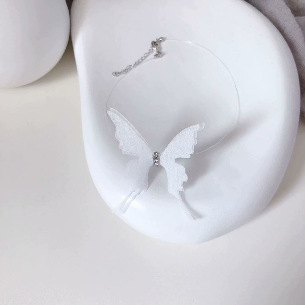 Choker necklace with a butterfly