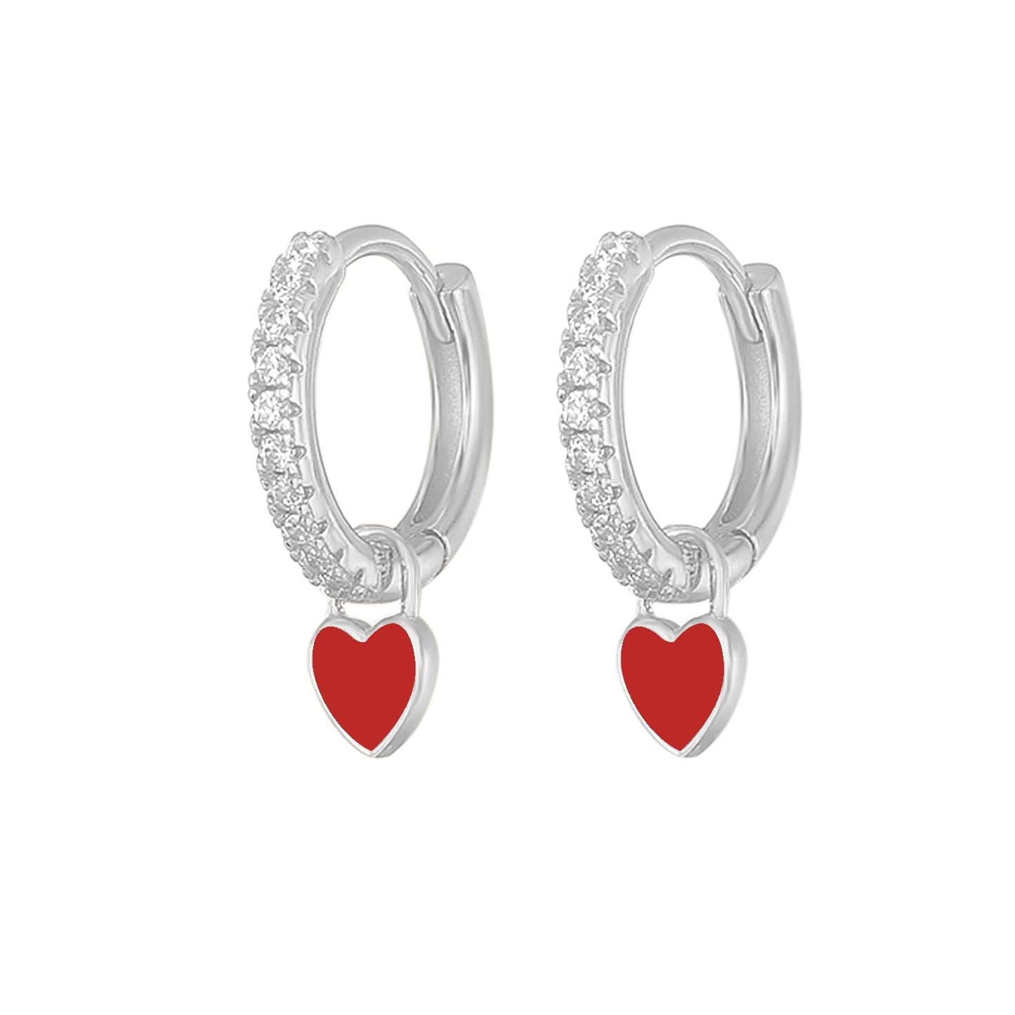 Silver earrings with hearts