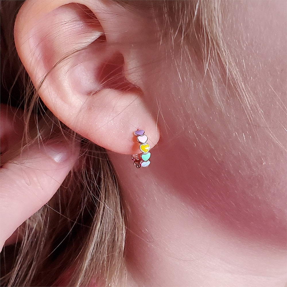 Round earrings - hearts