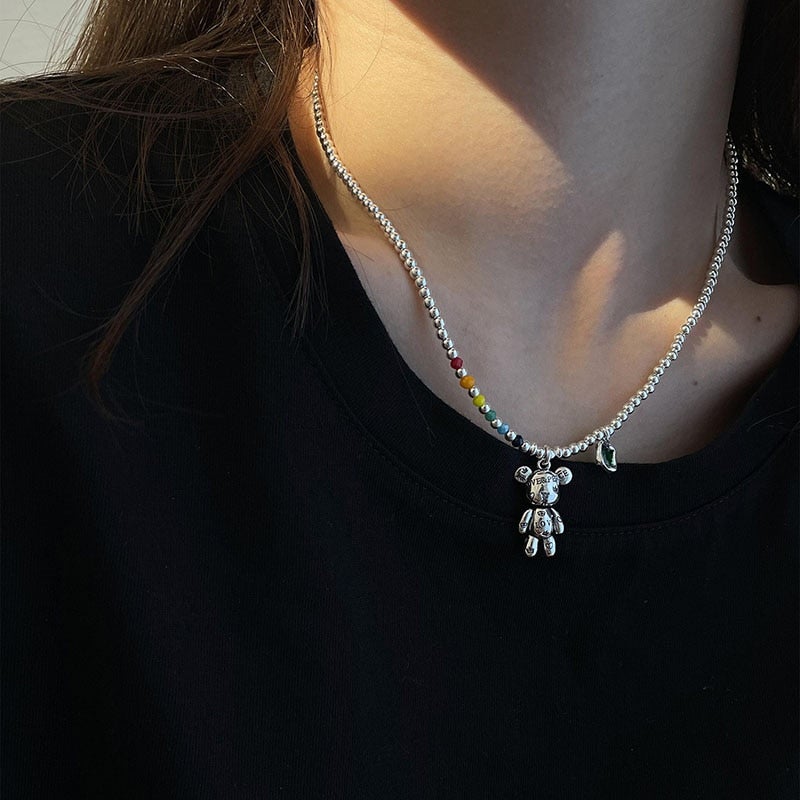 Necklace with a teddy bear motif