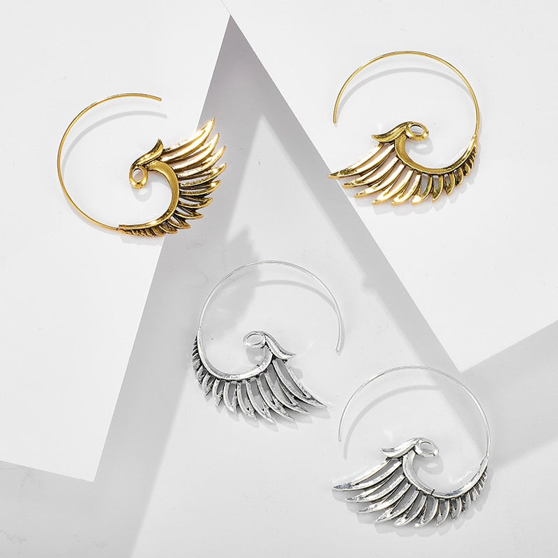 Wing motif earrings
