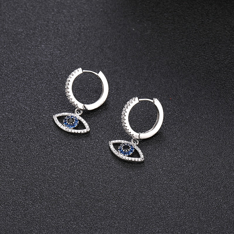 Earrings with zircons - eyes