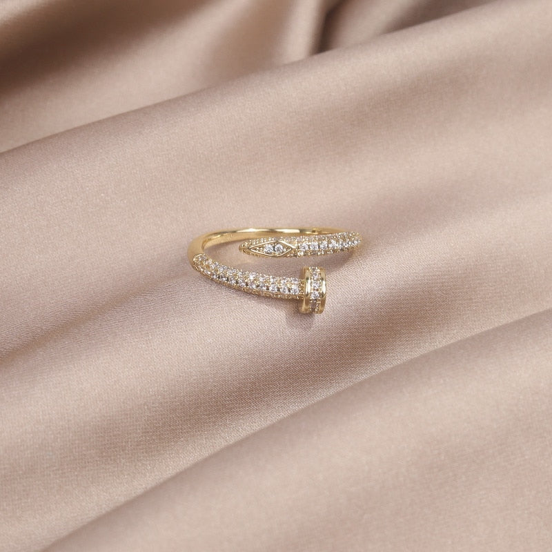 Open ring with zircons