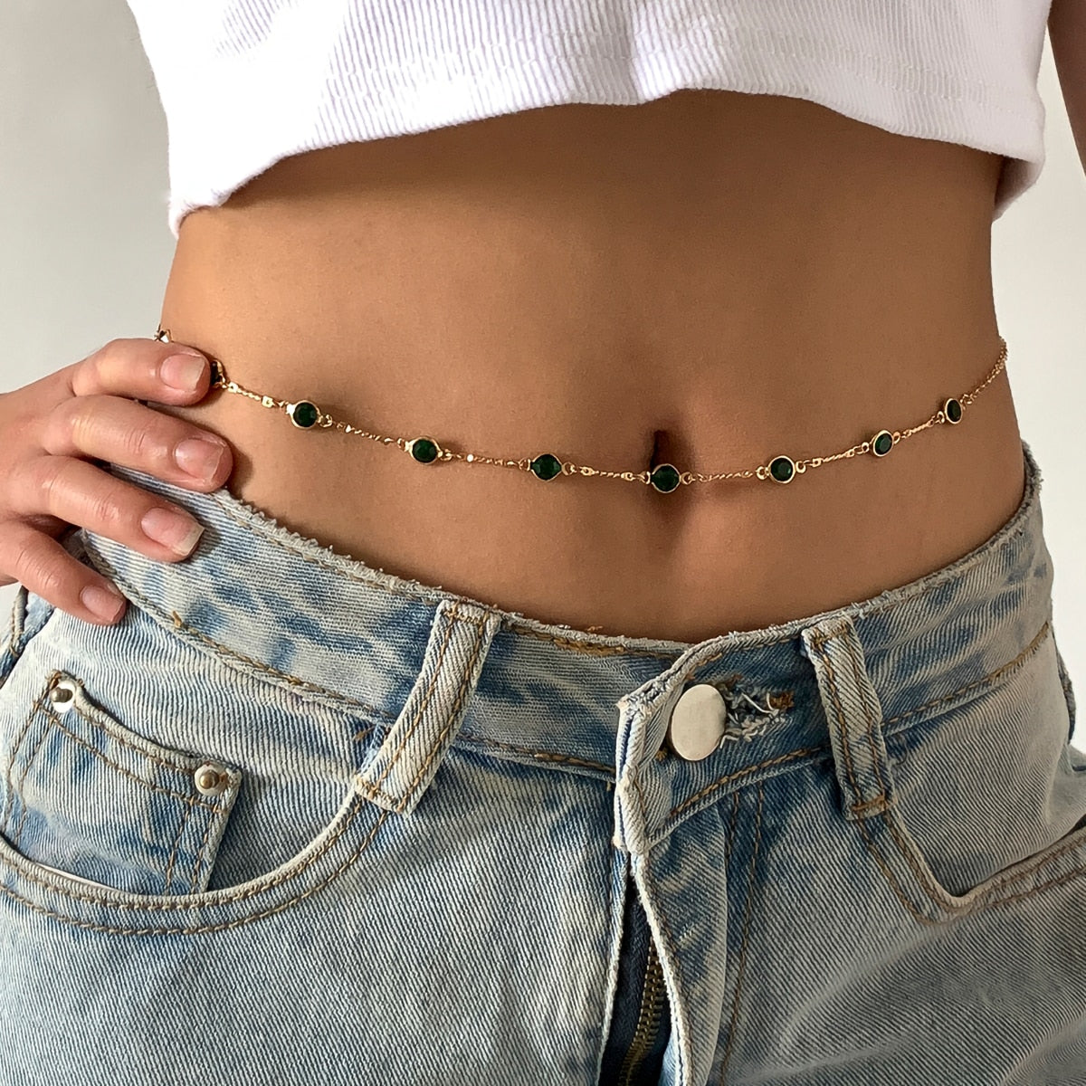 Chain for waist with green eyes