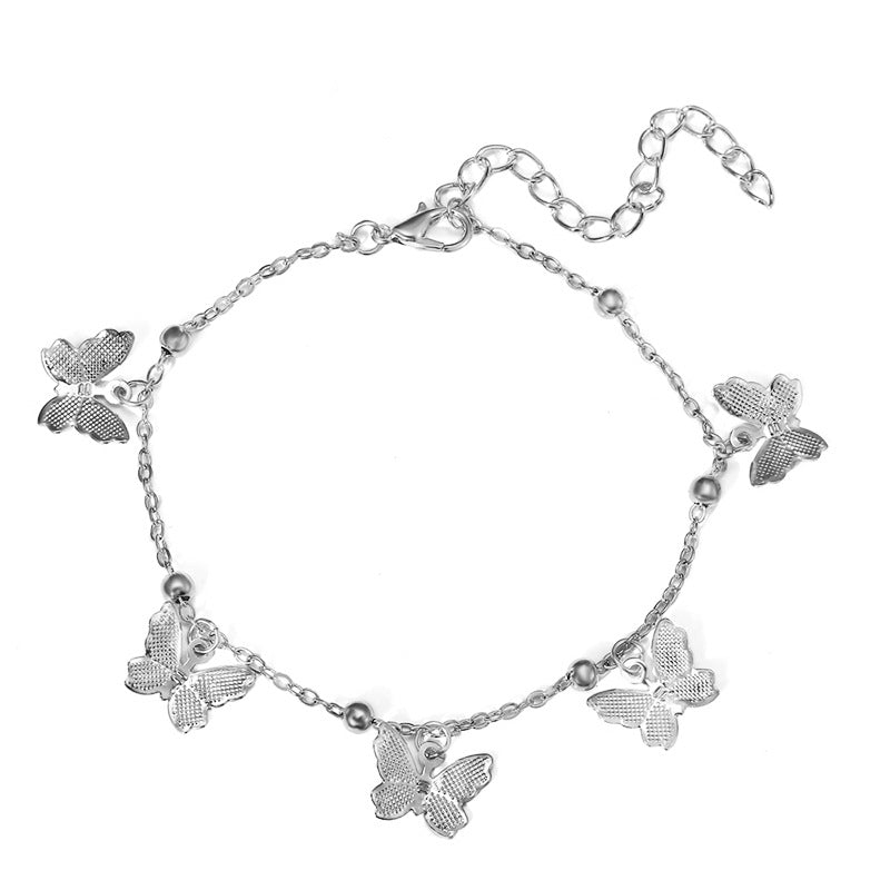 Ankle bracelet with butterfly pendants