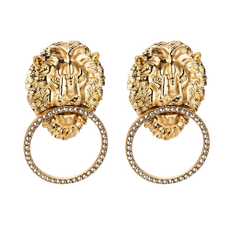 Earrings with a lion motif