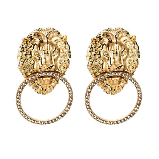 Earrings with a lion motif