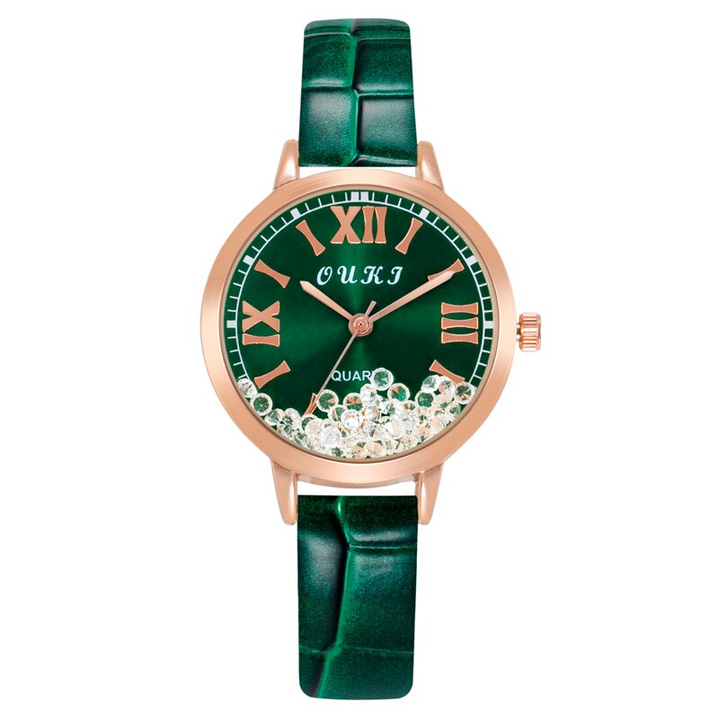 Women's watch with decorative crystals on the dial