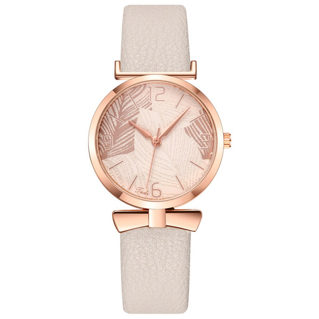 Minimalistic ladies watch with leaf motif