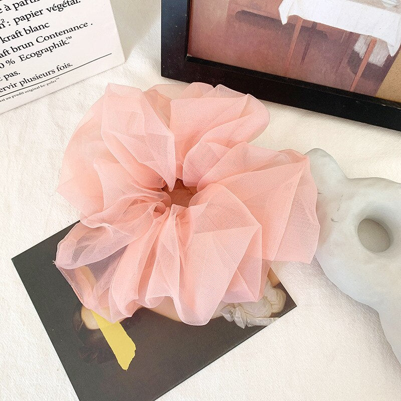 Large mesh scrunchie hair elastic
