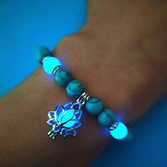 Luminous in the dark lotus flower bracelet
