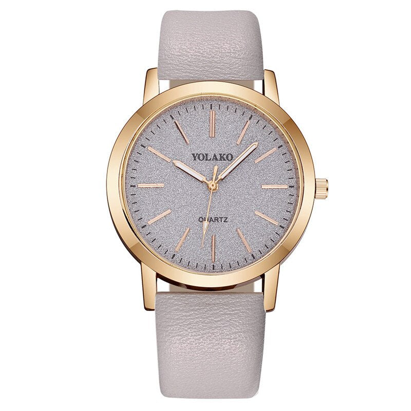 Women's minimalist watch with a glittery dial