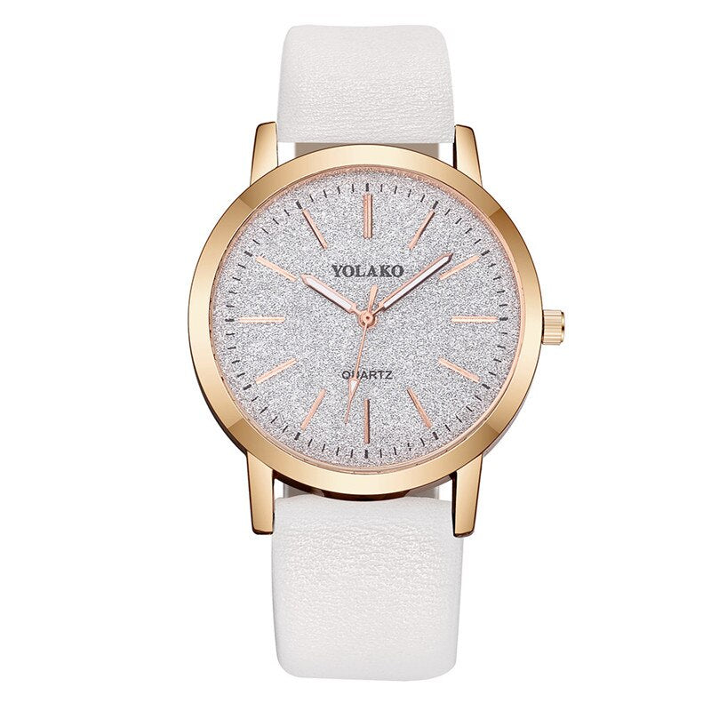 Women's minimalist watch with a glittery dial
