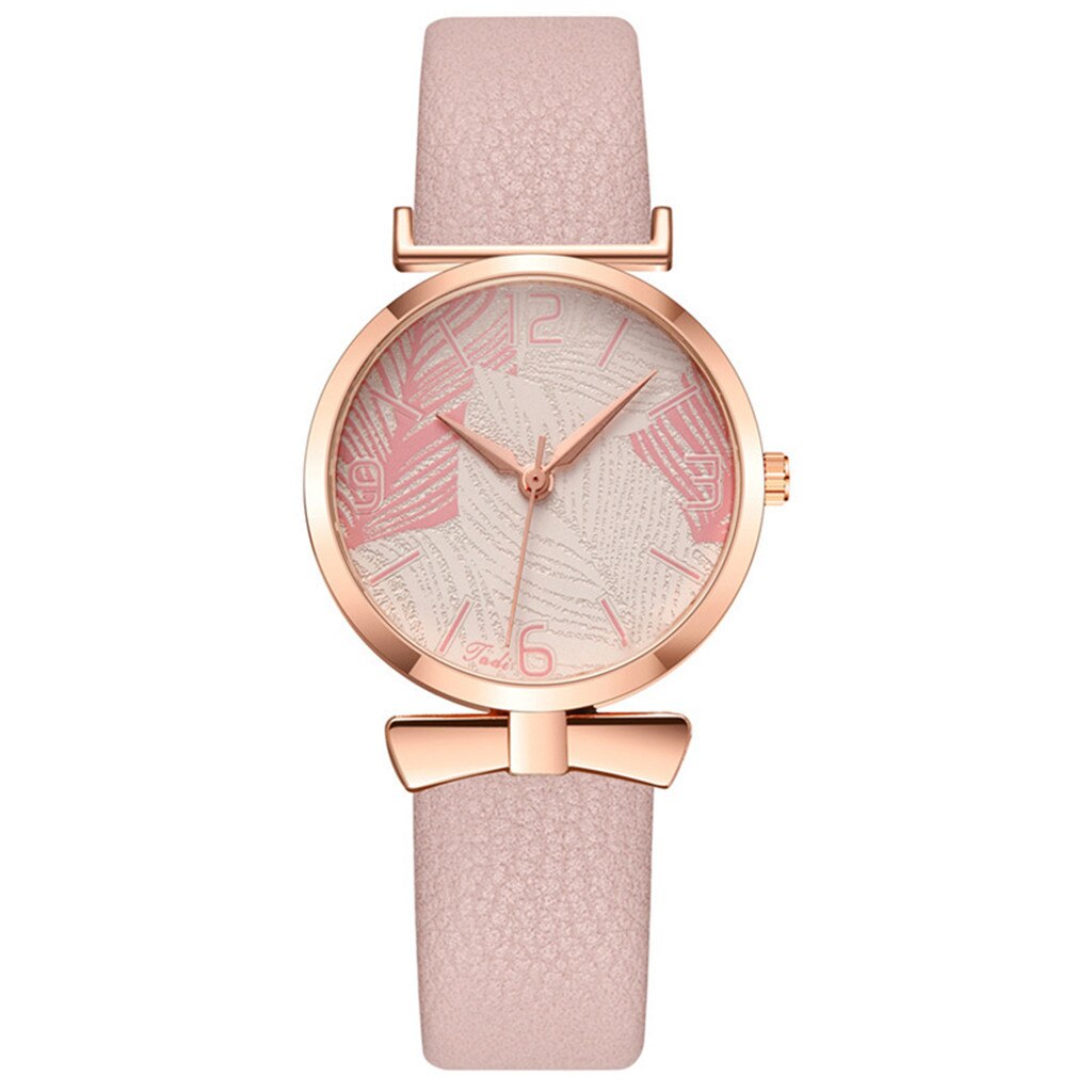 Minimalistic ladies watch with leaf motif
