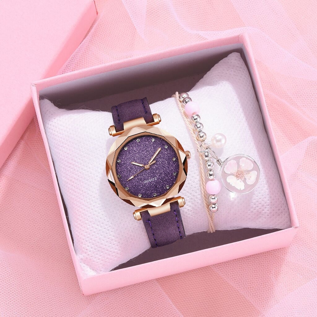 Ladies watch with a glittery dial on a bracelet