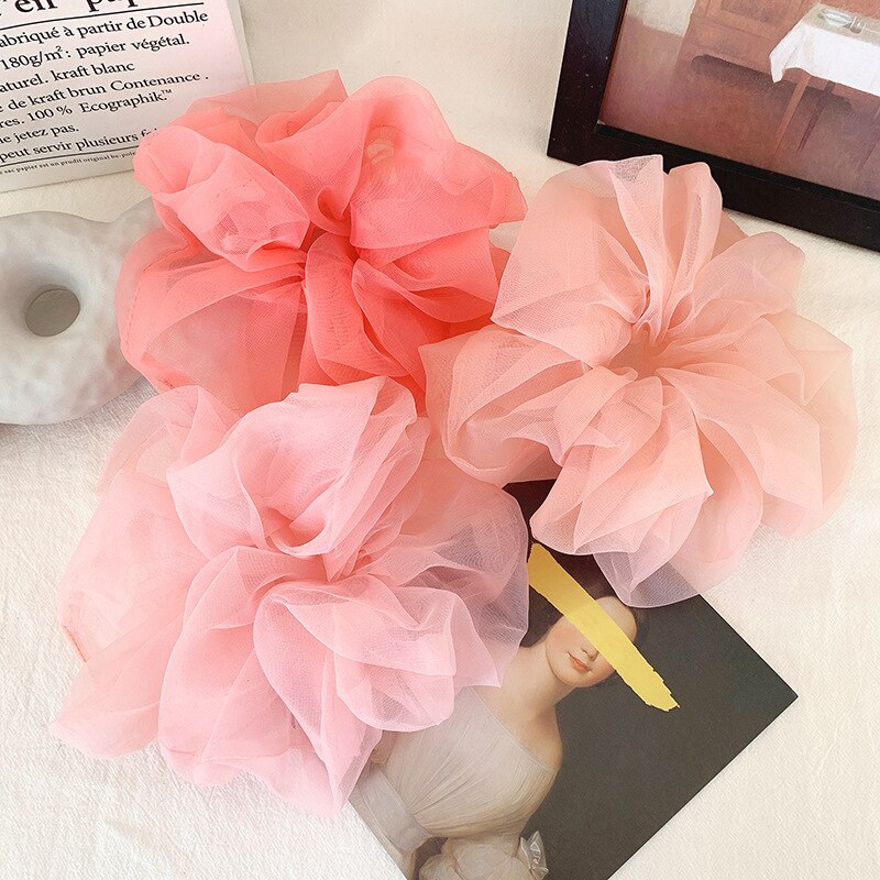 Large mesh scrunchie hair elastic