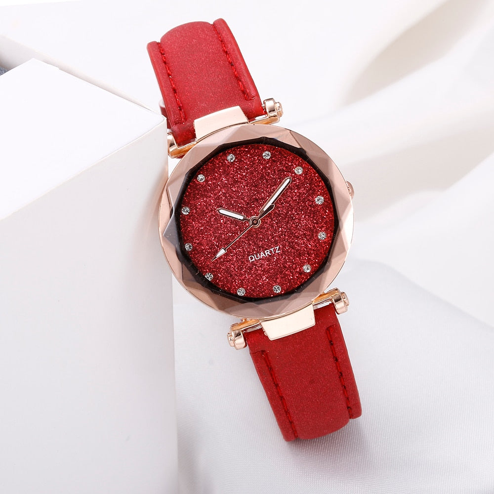 Ladies watch with a glittery dial on a bracelet