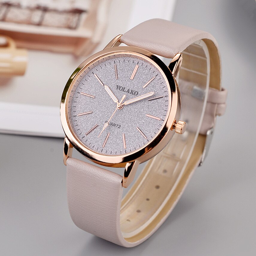 Women's minimalist watch with a glittery dial