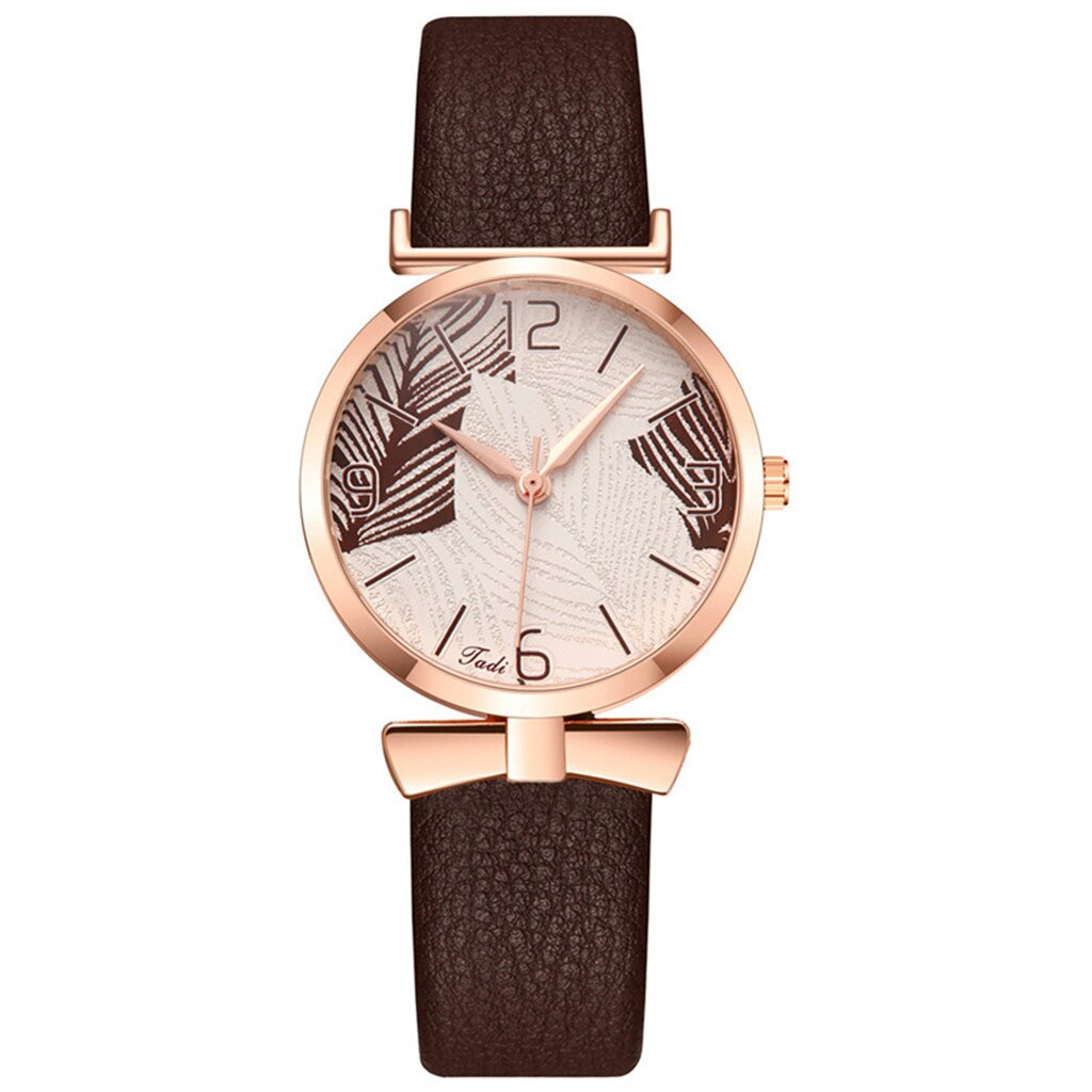 Minimalistic ladies watch with leaf motif