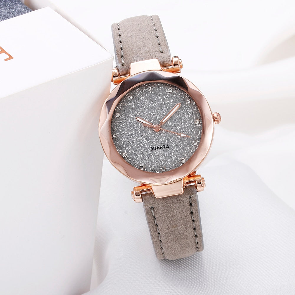 Ladies watch with a glittery dial on a bracelet
