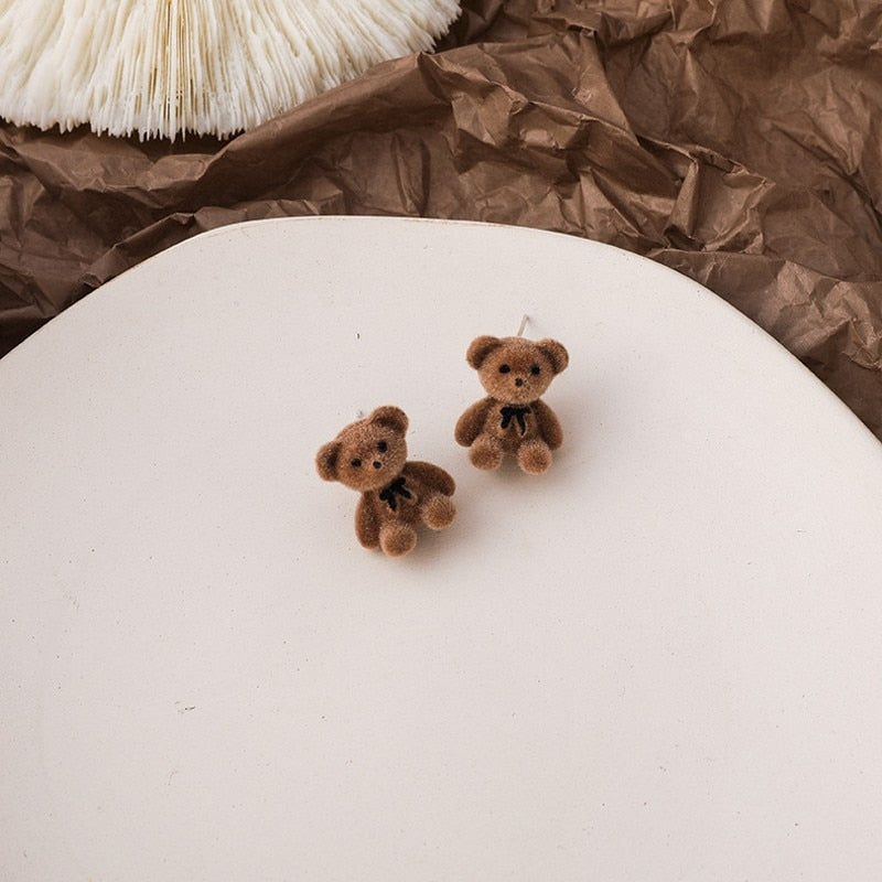Earrings with plush animals