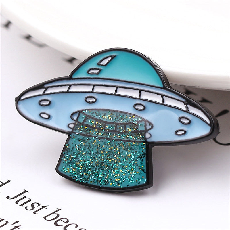 UFO pin with glitter