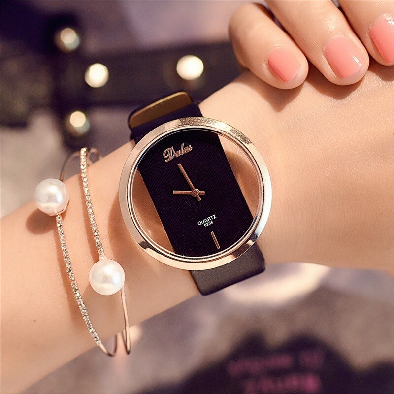 Ladies minimalist watch with a geometric motif